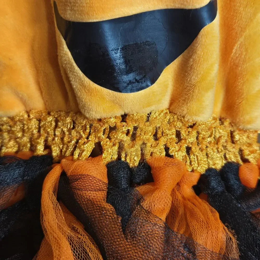Halloween Costume Pumpkin‎ Dress Orange Black Tulle Skirt Dress Toddler M 3T ?
